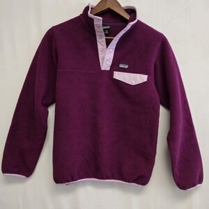 Patagonia Synchilla Fleece Snap T Pullover Jacket Girls XL 14 Purple Lavender